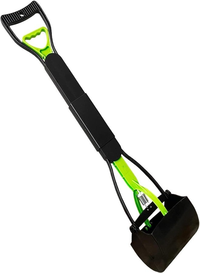 AAKICHI Pet Pooper Scooper with Long Handle, Foldable Design, with Unbreakable Material & Dual Spring Mechanism, Black and Green - Image 1